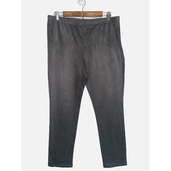 Grace Elements Velour Soft Pants Straight Legging Ankle Pull On Dressy Gray XL - Picture 1 of 14